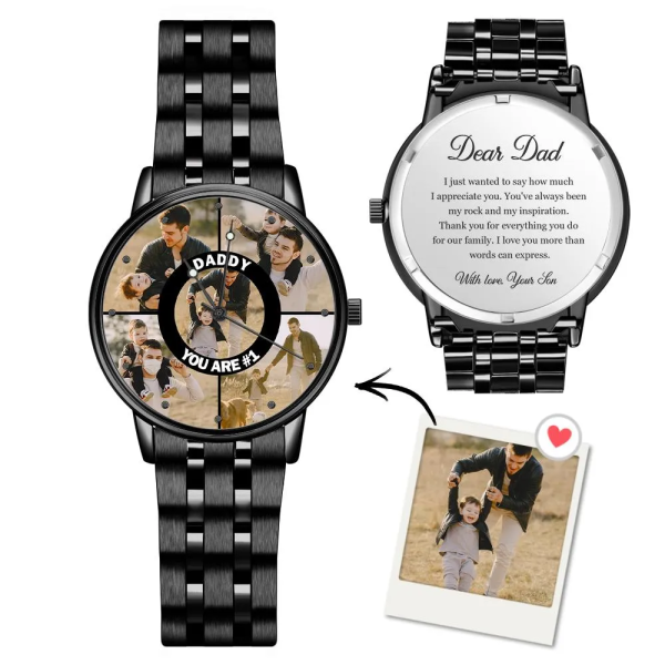 Wooden Photo Watch For Dad From Son