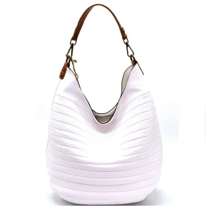 Embossed PU Leather Two-Tone Hobo Bag Purse