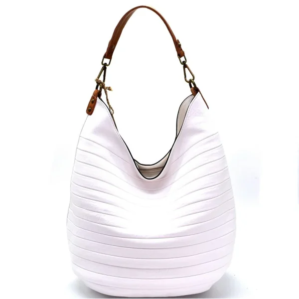 Embossed PU Leather Two-Tone Hobo Bag Purse