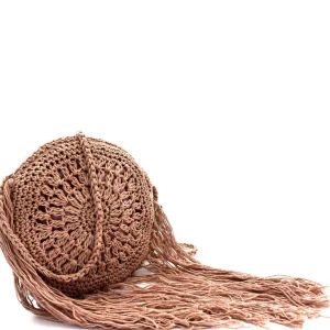 Fringe Accent Knitted Round Girl's Women Small Cross Body Bag