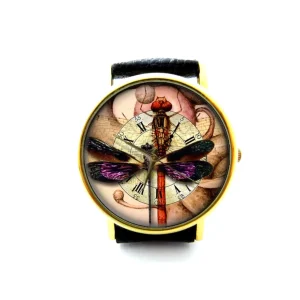 Steampunk Dream, Steampunk Dream Leather Watch, Ladies Watch, Mens Watch, Steampunk Dream Jewelry, Steampunk Dream Accessory, Pattern 1