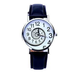 New Swirl Pattern Leather Analog Wrist Watch